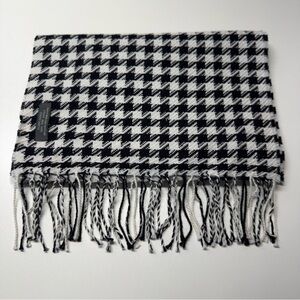 Classic‎ Alpaca 100% Baby Alpaca Black White Houndstooth Knit Scarf 12"x64” Peru